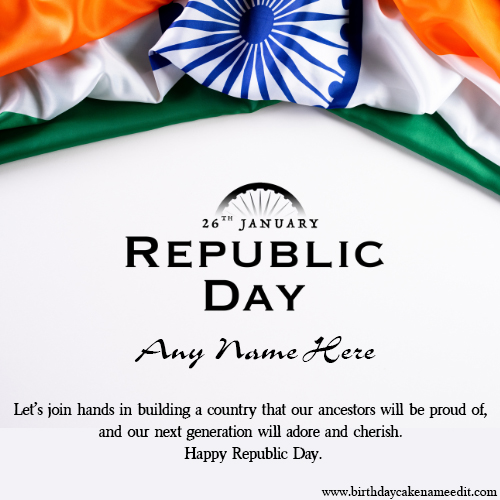 26 January Republic Day 2023 wish card with name