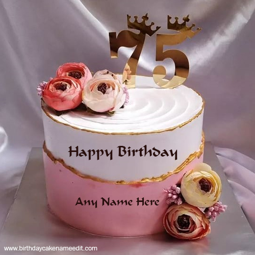 75 years Old birthday cake with name edit