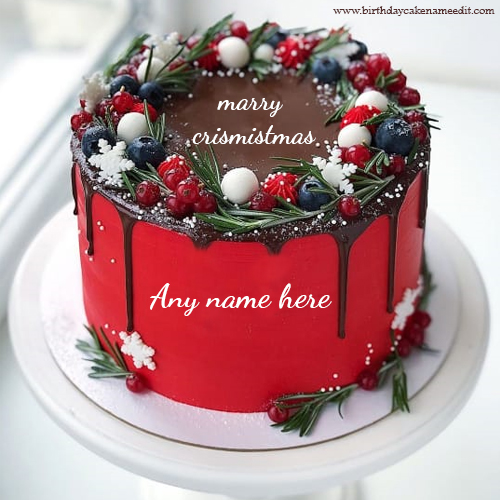 Beautiful Merry Christmas cake with name