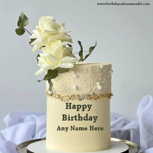 Beautifully Decorated Creamy Cake birthday With name with edit