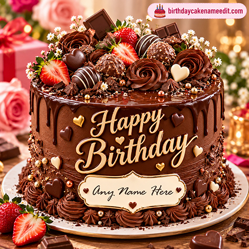 Birthday Cake with Name Chocolate Free Personalized Wishes