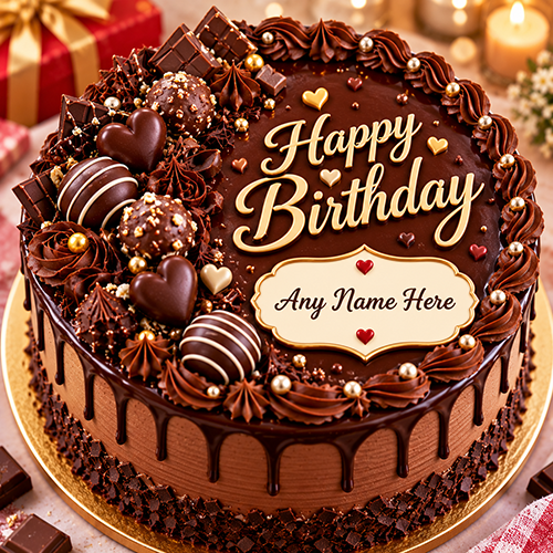 Chocolate Birthday Cake with Name Edit Online Free