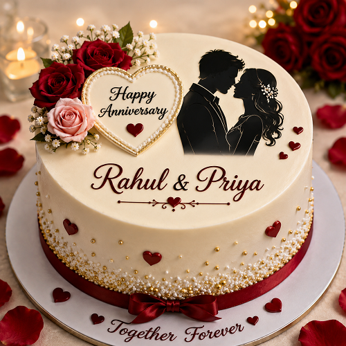 Create Anniversary Cake with Couple Name Free Online Anniversary Cake Editor