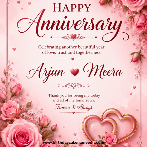 Create Personalized Anniversary Greetings Card with Name and Picture