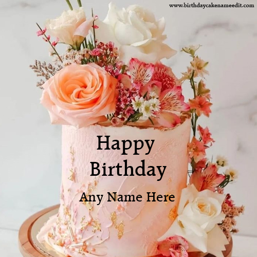 Customized Happy Birthday Cake with Name Free Edit