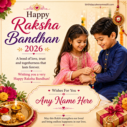 Design Happy Raksha Bandhan 2026 Wishes Card With Name Online