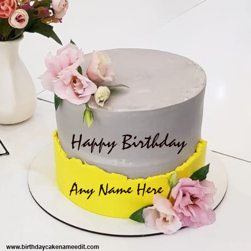 Double layer Happy Birthday Cake Image with Name Edit
