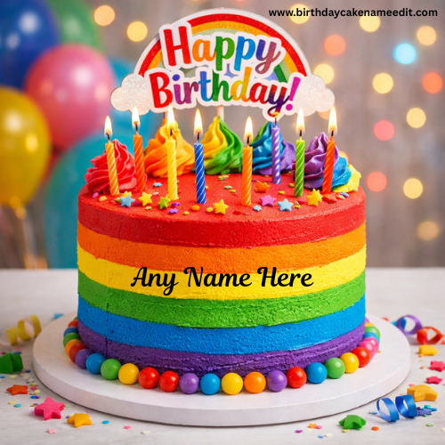 Elegant Birthday Cake with Name Edit Free HD Download