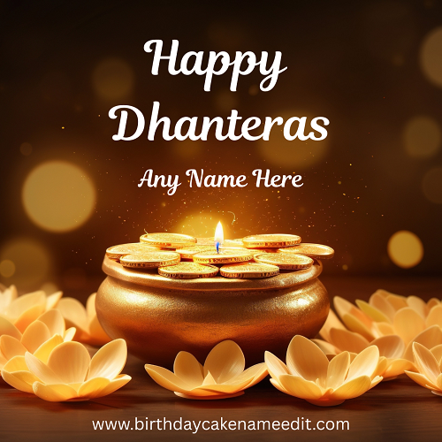 Free Happy Dhanteras 2025 Greeting with Name Easy and Quick
