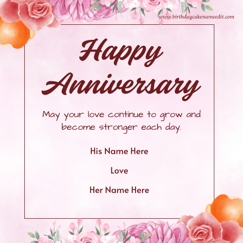 Happy Anniversary Card with Name Free Online Editor and Instant Download