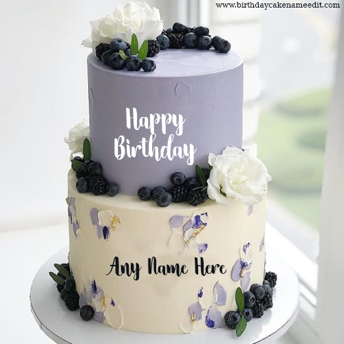 Happy Birthday Blueberry Cake with Name editor
