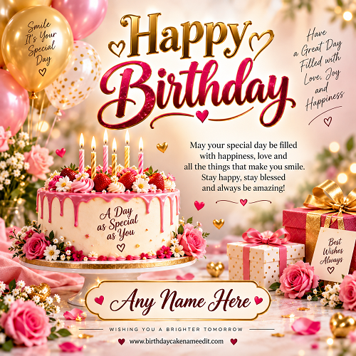 Happy Birthday Wishing Card with Name Online Free