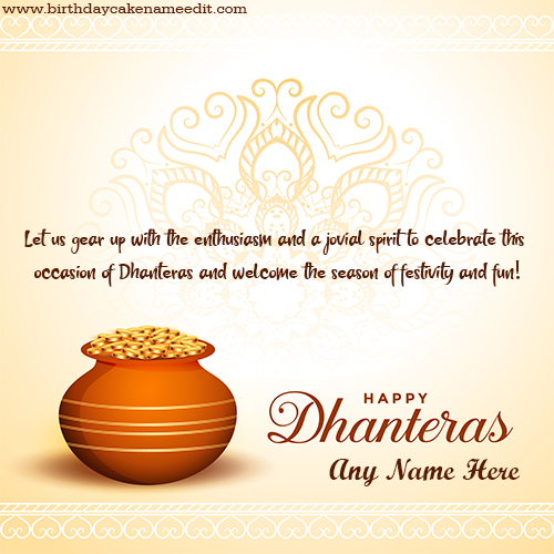 Happy Dhanteras 2022 Greeting card With Name Pic