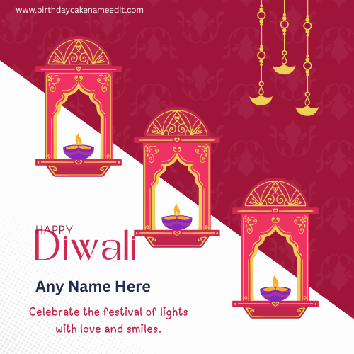 Happy Diwali 2025 Card with Name Free Online Custom Greeting