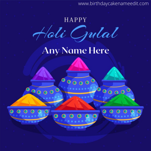 Happy Holi wishes card with Name editor