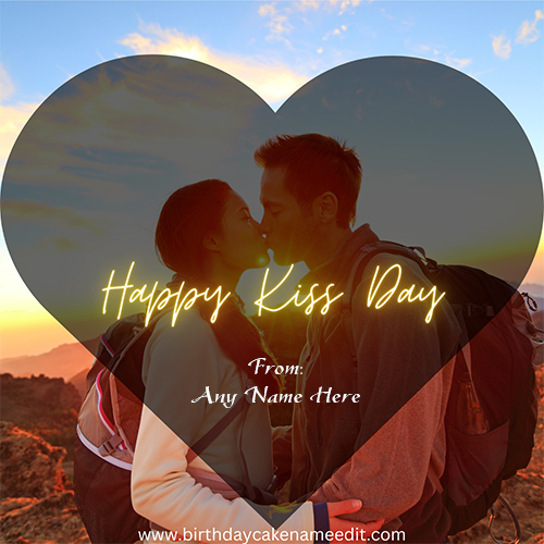 Happy Kiss Day Greeting Card With Name Pic