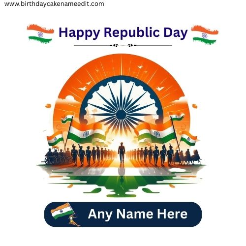 Happy Republic Day 2026 Cards with Name 26 January Wishes