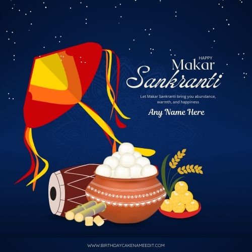 Happy Uttarayan Kite Festival Card With Name Free Name Editor