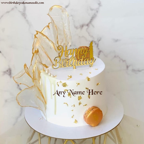 Happy birthday unique and golden touch beautiful Cake with name