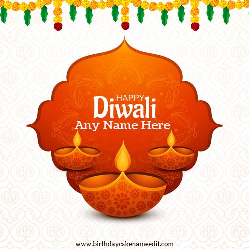 Happy diwali red love diwali card with name