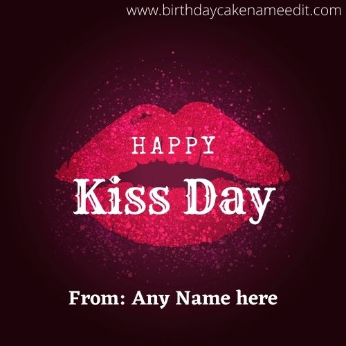 Happy kiss day 2022 card with name editor