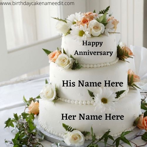 Happy marriage anniversary cake image card with couple name edit