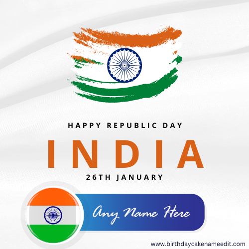 Happy republic day 26th January wishes card with name pic