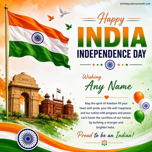 Independence Day 2026 Greeting Card With Name Editor