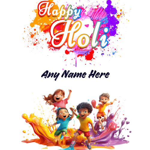 Make Online Happy Holi Wishes 2024 Card with Name