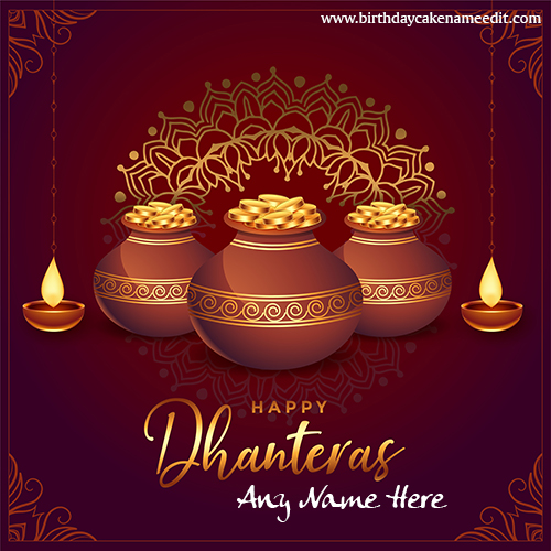 Make an online Dhanteras 2022 card with name pic free edit