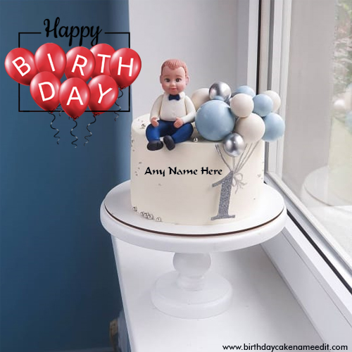 One month Old Birthday Cake For Baby Boy - Birthdaycakenameedit