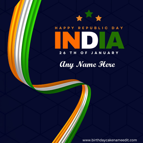Online Happy Republic Day wishes card with your Name for free