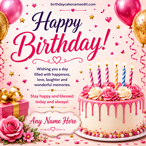 Personalized Happy Birthday Greeting Card with Name Edit