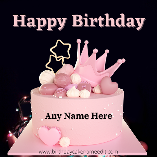 Pink King birthday cake with name edit