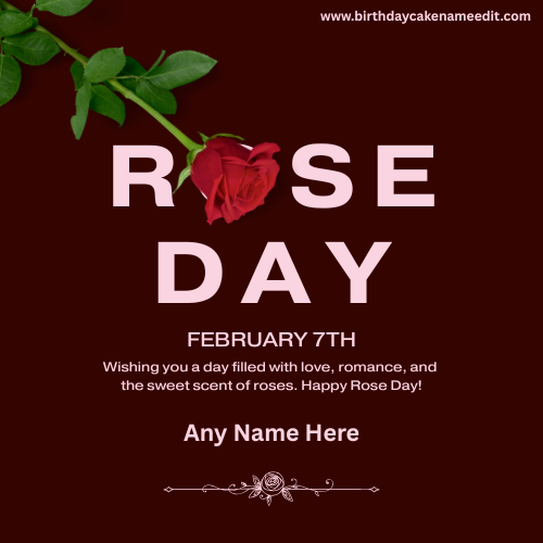 Romantic Rose Day Wishes Card with Name for Love