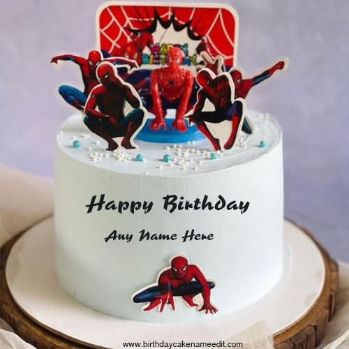 Spiderman decoration birthday cake with the name editor