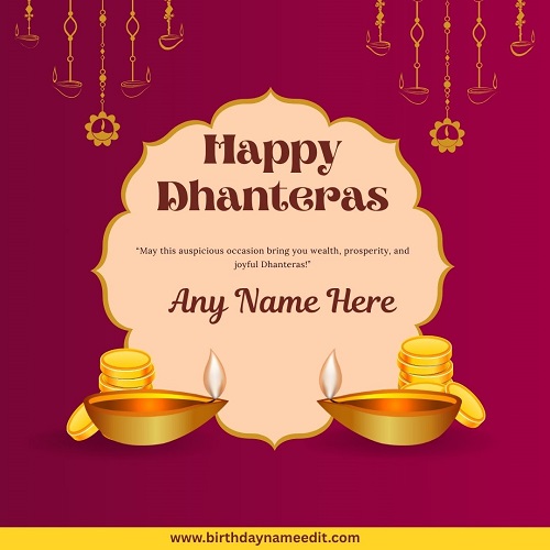 Unique Dhanteras 2025 Wishes Card with Name Personalized Online