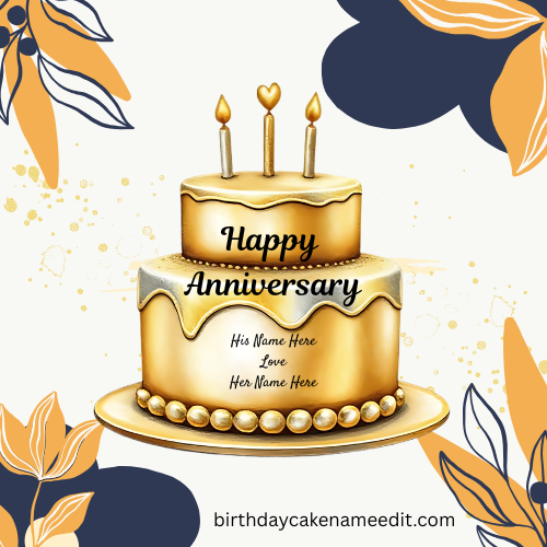 Wedding Anniversary Cake with Name Free Edit and Download