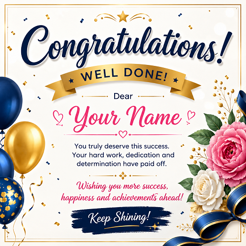 Write Name on Congratulations Wishes Card Free Download Online