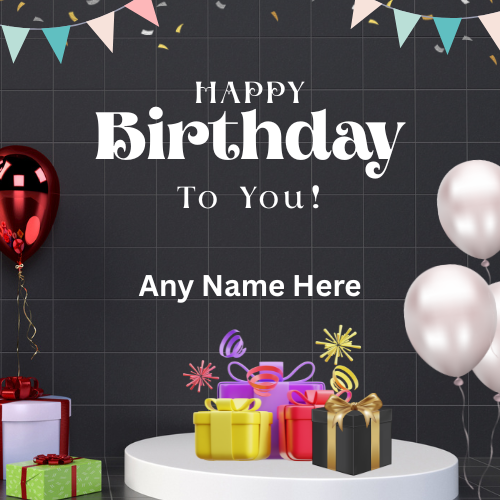 Write name on happy birthday greeting card Free maker