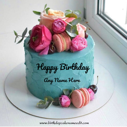 Write name on this Happy Birthday Cake Image editor