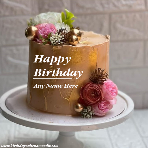 beautifully decorated Happy birthday rose cake with name edit