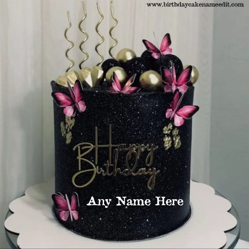 butterfly Dark chocolate birthday cake with name edit