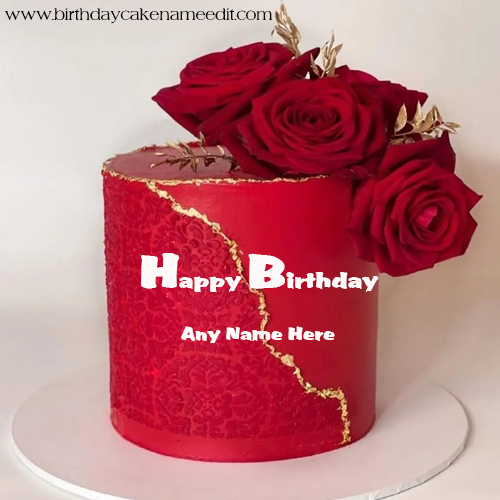 free red rose flower birthday cake text editor online