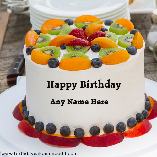 fruit birthday cake with name edit free edit