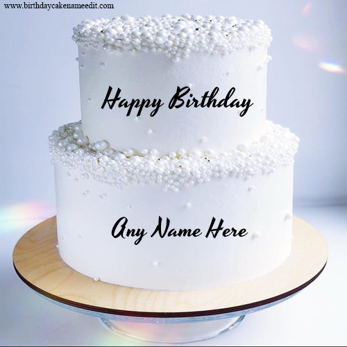white forest double layer cake with name pic